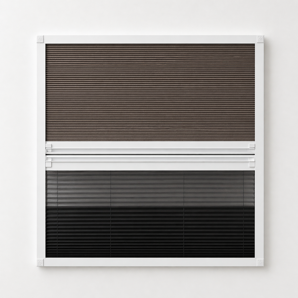Dakgordijn® - Verduisterend Plissé + Hor dakraam gordijn 2in1 op interieur afwerking
